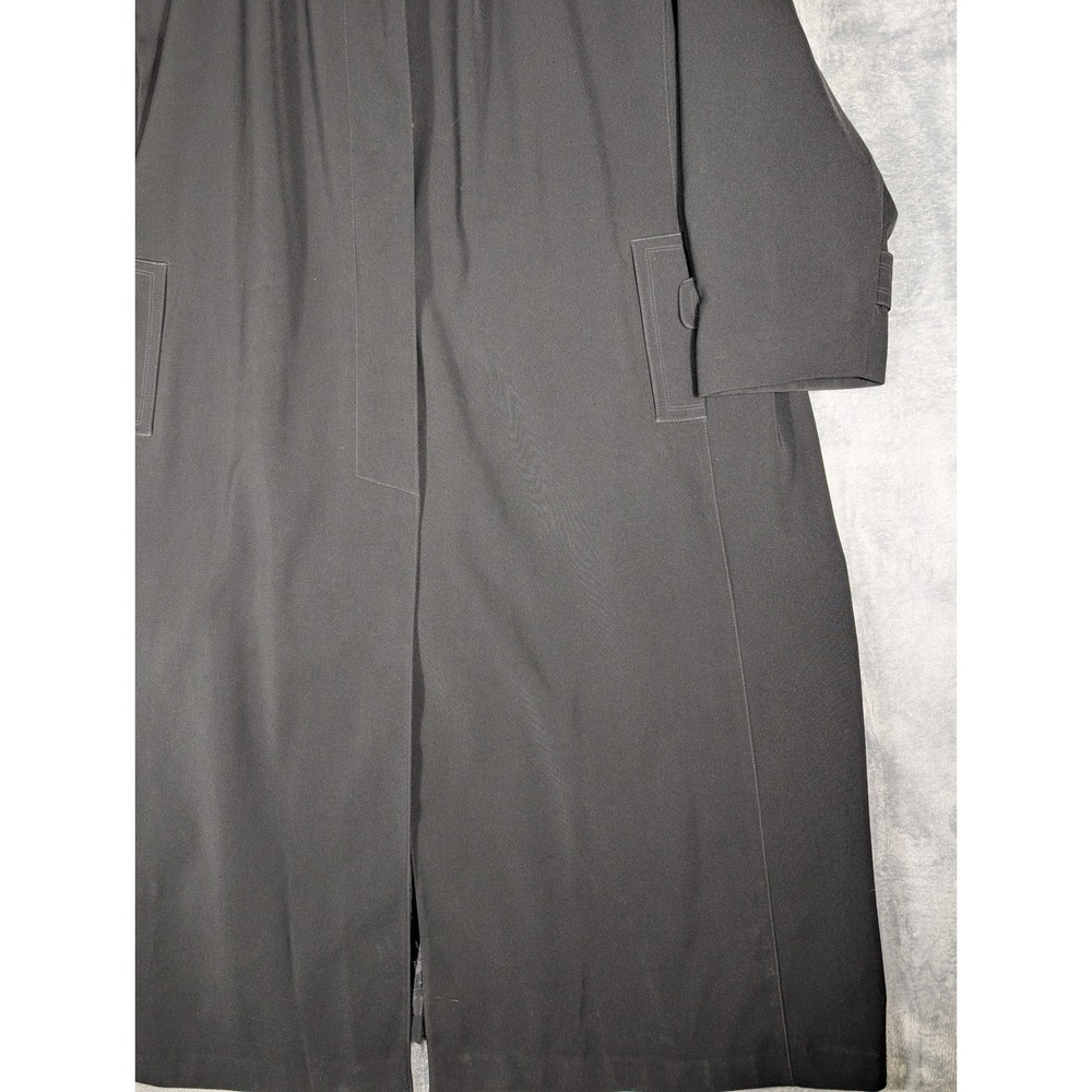 Gallery Woman Black Longline Trench Coat Collared Button Front Plus Size 3X - Picture 7 of 11